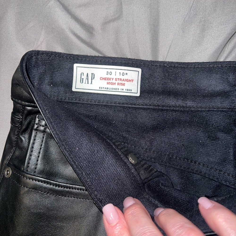 GAP Black Straight Leg Leather Pants - Picture 4 of 4